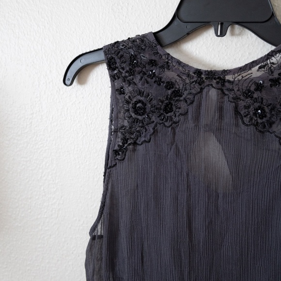 Free People Grey Asymmetrical Beaded Dress - Picture 2 of 6